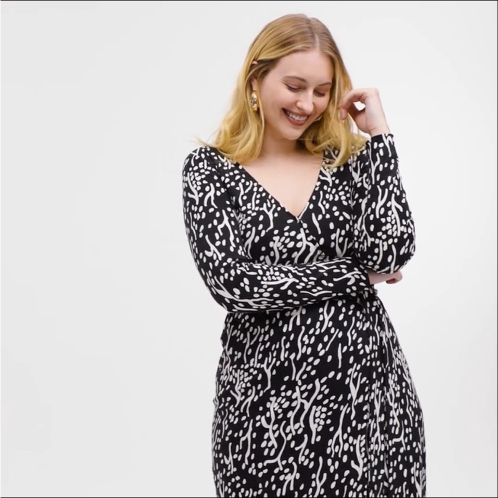Diane Von Furstenberg for Target Long-Sleeve Midi Sea Spots Wrap Dress, S, NWOT